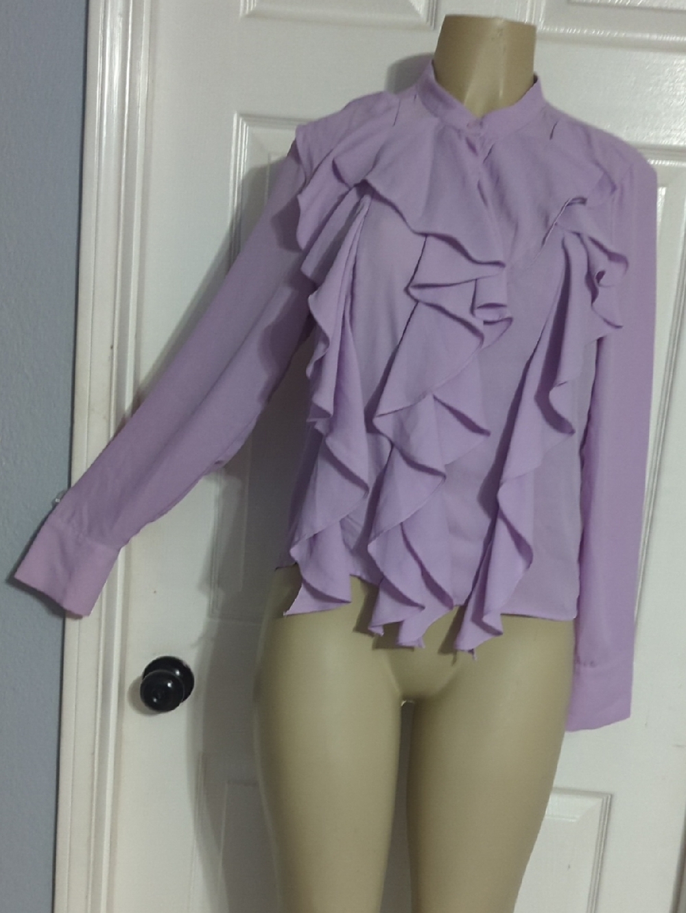 Ruffled Lilac Women's Blouse Pit To Pit 19 Inch